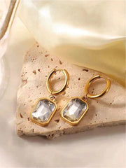 Stainless Steel Cubic Zirconia Drop Earrings
