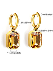 Stainless Steel Cubic Zirconia Drop Earrings