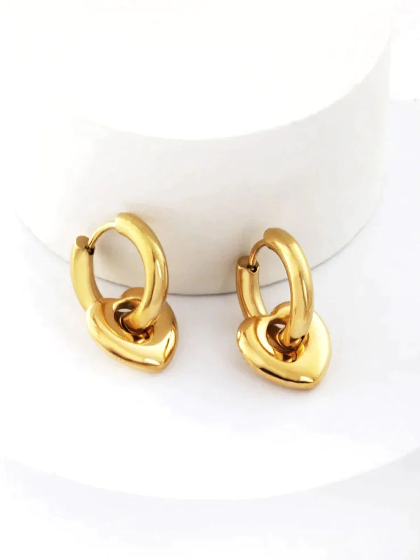 Stainless Steel Heart Shaped Hoop Earrings - FD ⚡