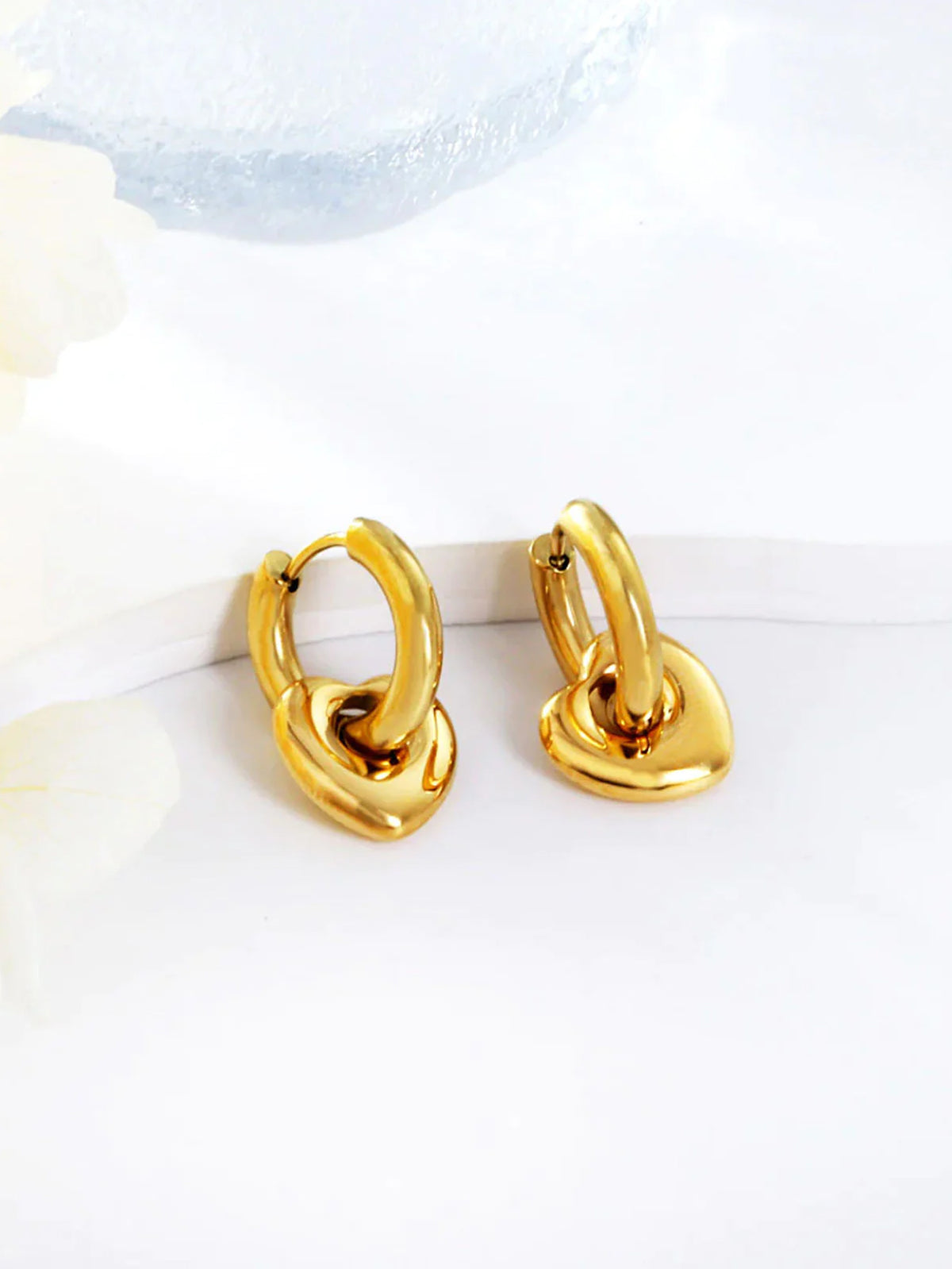 Stainless Steel Heart Shaped Hoop Earrings - FD ⚡