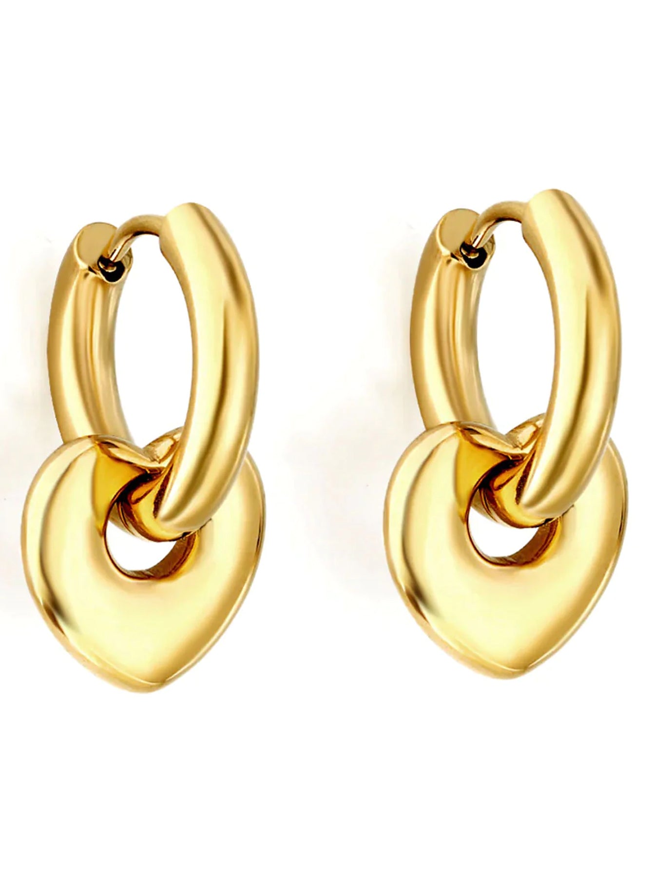 Stainless Steel Heart Shaped Hoop Earrings - FD ⚡