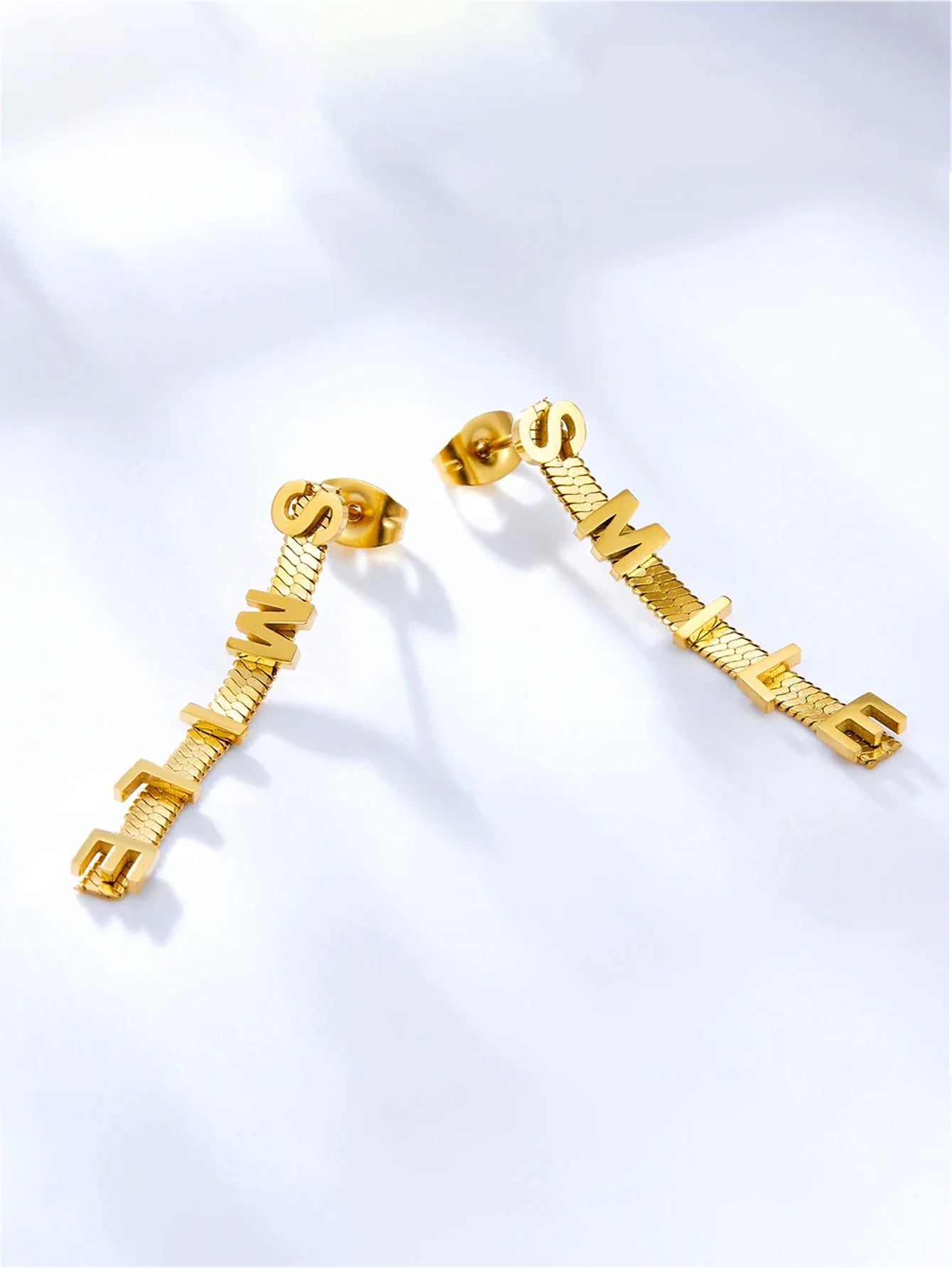 Stainless Steel smile chain Hoop Earrings