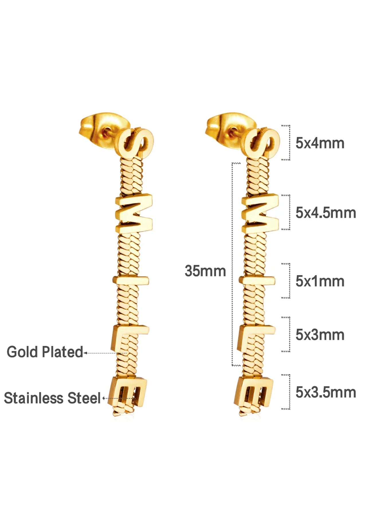 Stainless Steel smile chain Hoop Earrings