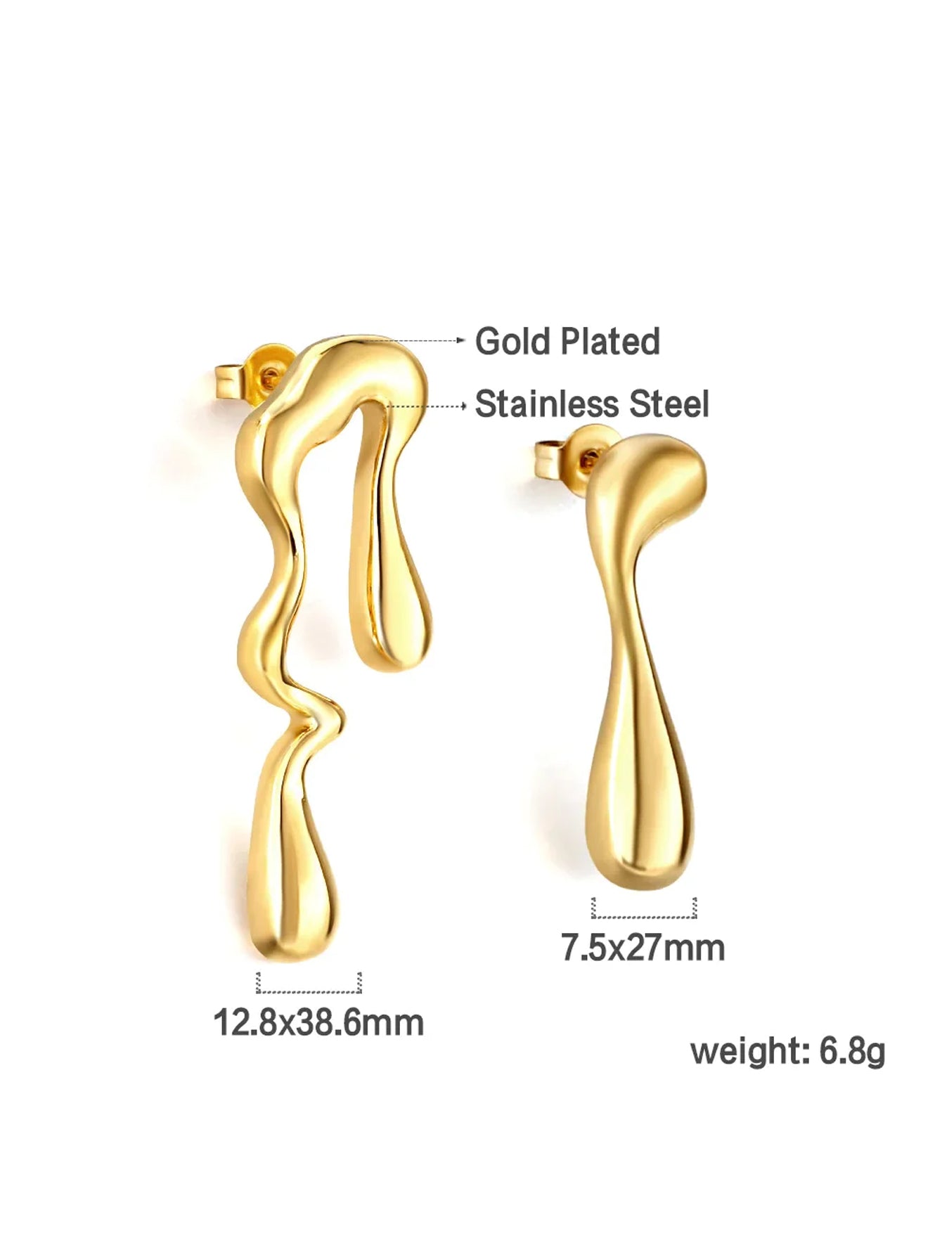Stainless Steel Teardrop Dangle Earrings - FD ⚡