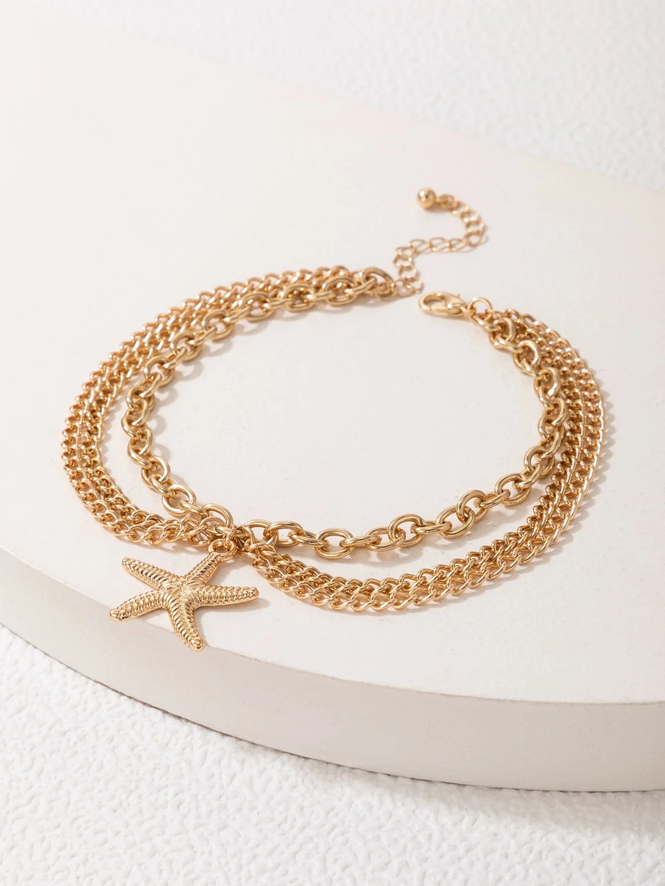 Starfish Charm Layered Anklet