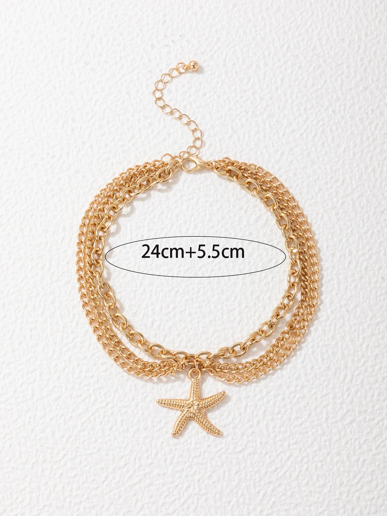 Starfish Charm Layered Anklet