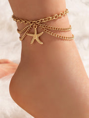 Starfish Charm Layered Anklet