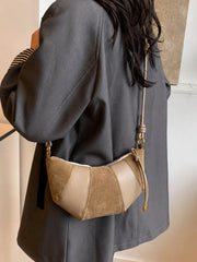 The Croissant Crossbody Bag - Brown / Khaki / Burgundy