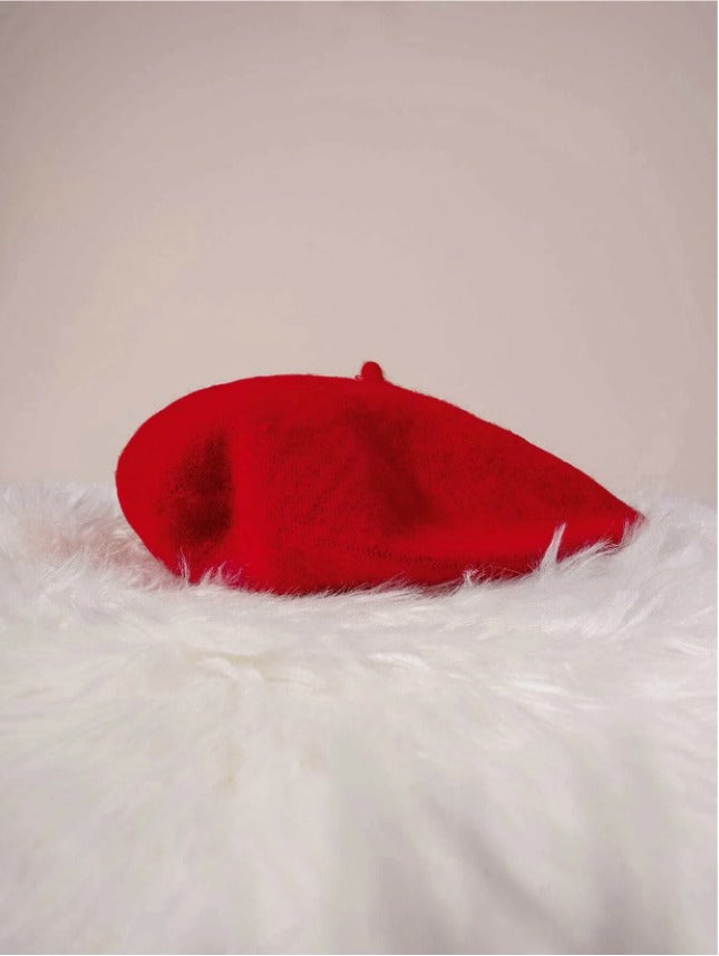 Basic Solid Beret - Red