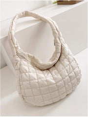 Large Capacity Quilted Shoulder Bag - Beige