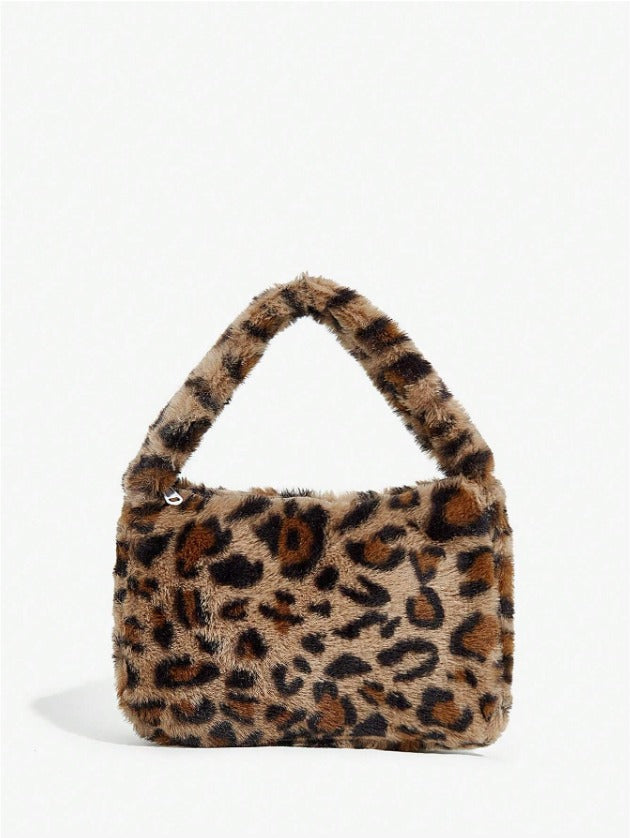 Galloways Leopard Pattern Stylish Plush Handbag - Multicolor