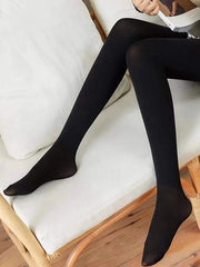 1pc Solid Fleece Lined Leggings - Black - FD ⚡