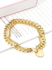 Coin Charm Layered Bracelet