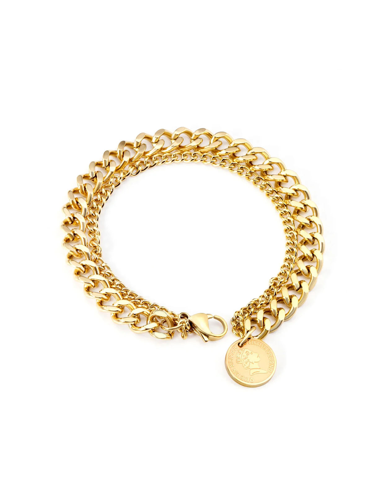 Coin Charm Layered Bracelet