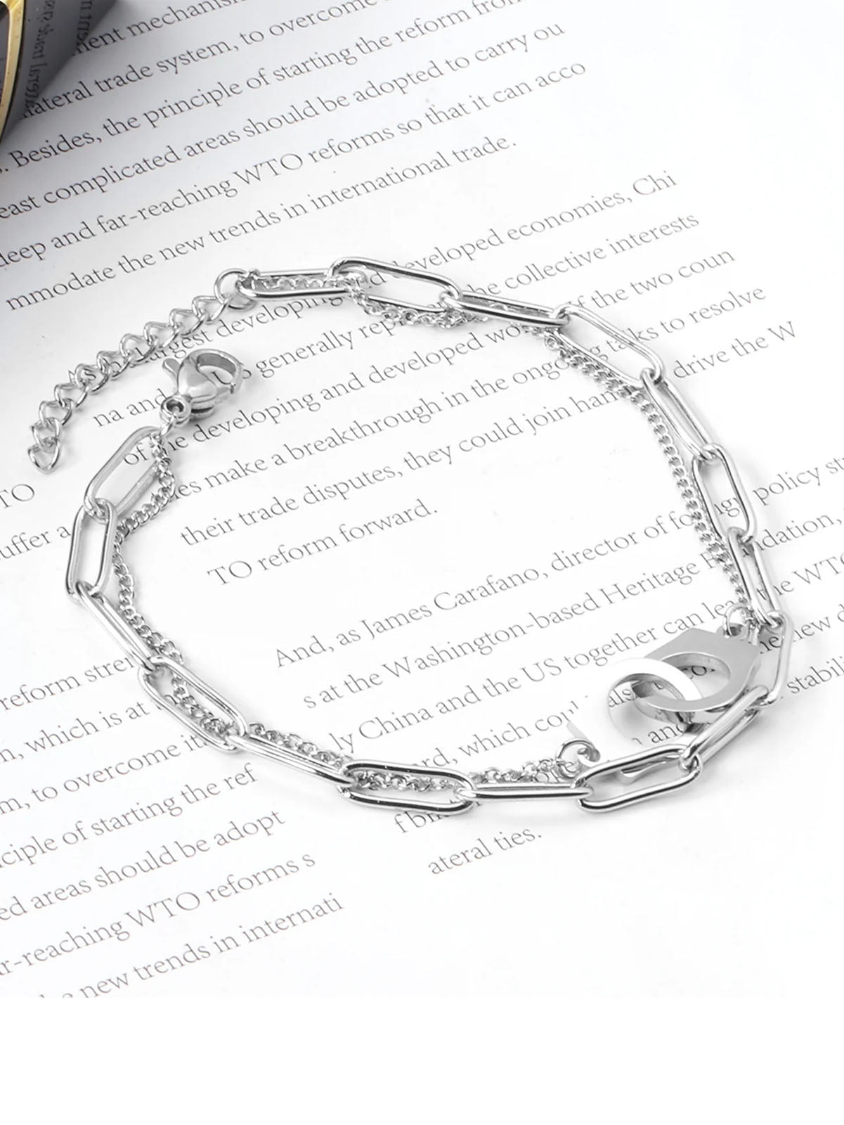 Cuff Charm Clip Chain Bracelet - Silver -  FD ⚡