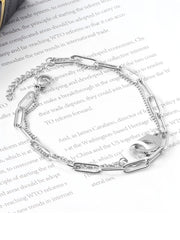 Cuff Charm Clip Chain Bracelet - Silver -  FD ⚡