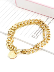Coin Charm Layered Bracelet