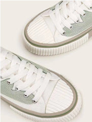 Color Block Lace-up Front Sneakers - White & Green