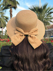 1pc Bowknot Beach Straw Hat