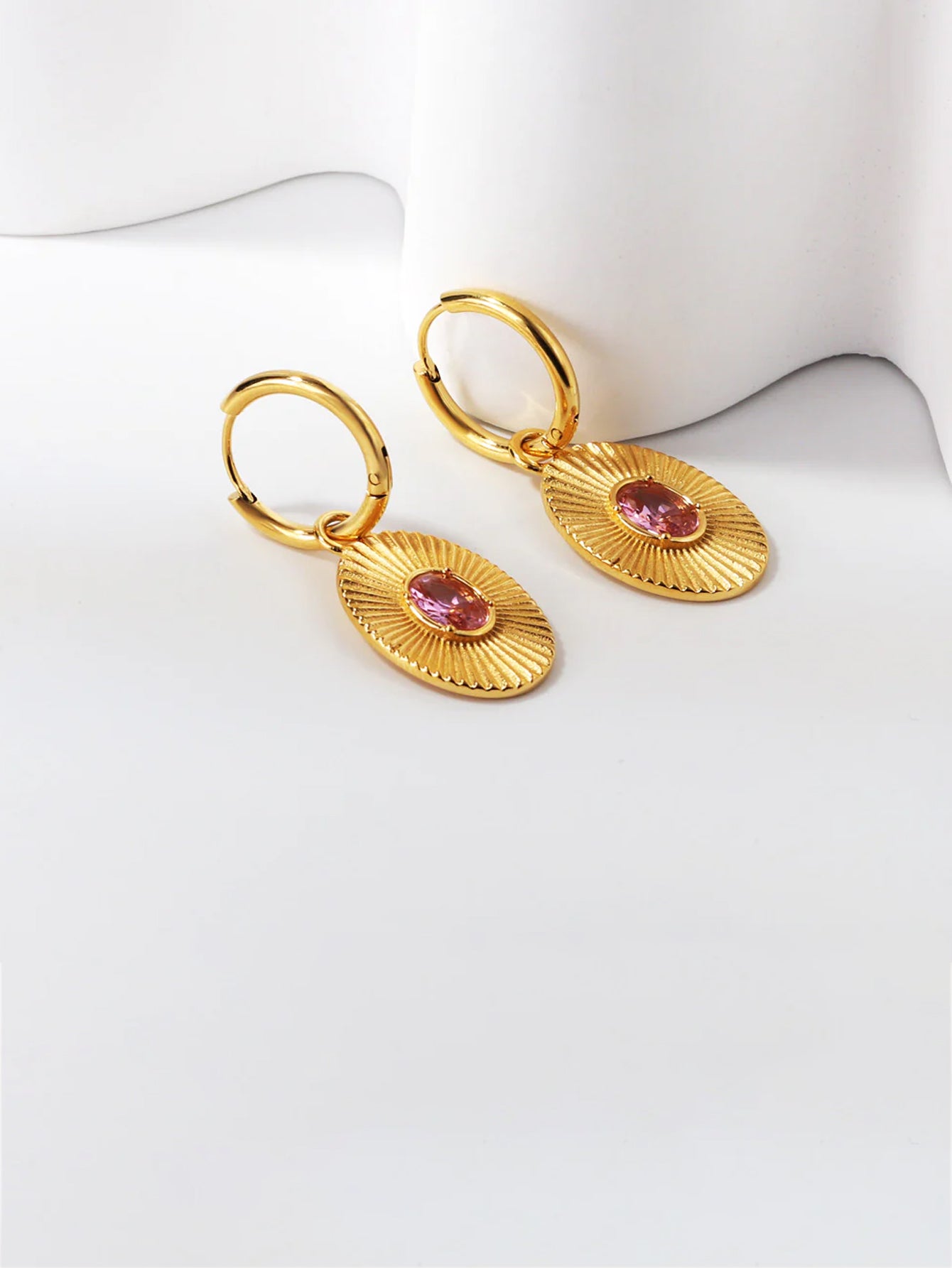 Zircon Emerald Hoop Earrings
