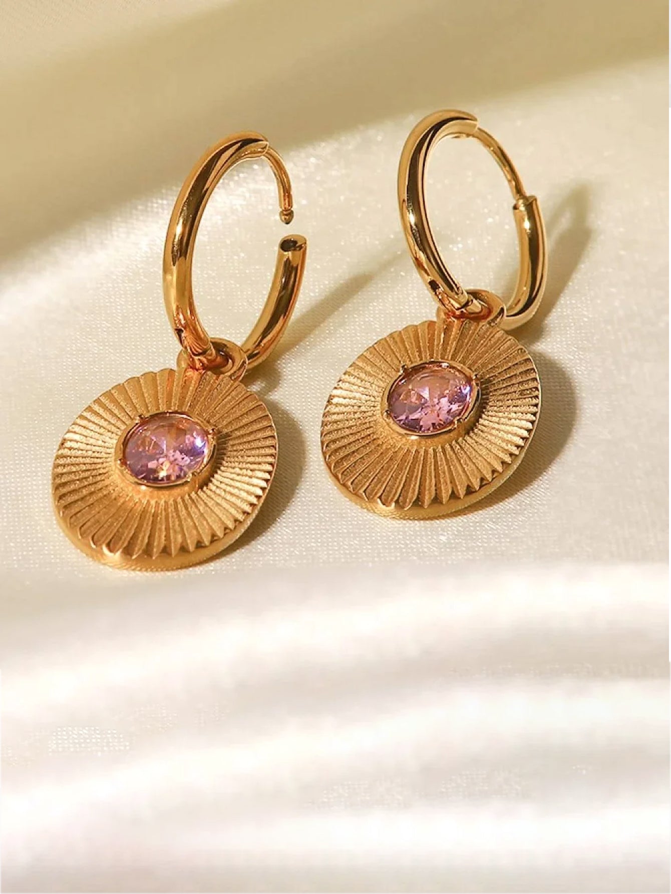 Zircon Emerald Hoop Earrings