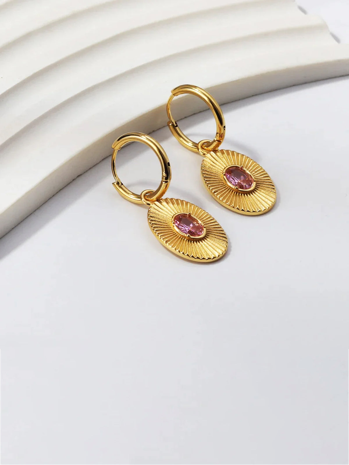 Zircon Emerald Hoop Earrings
