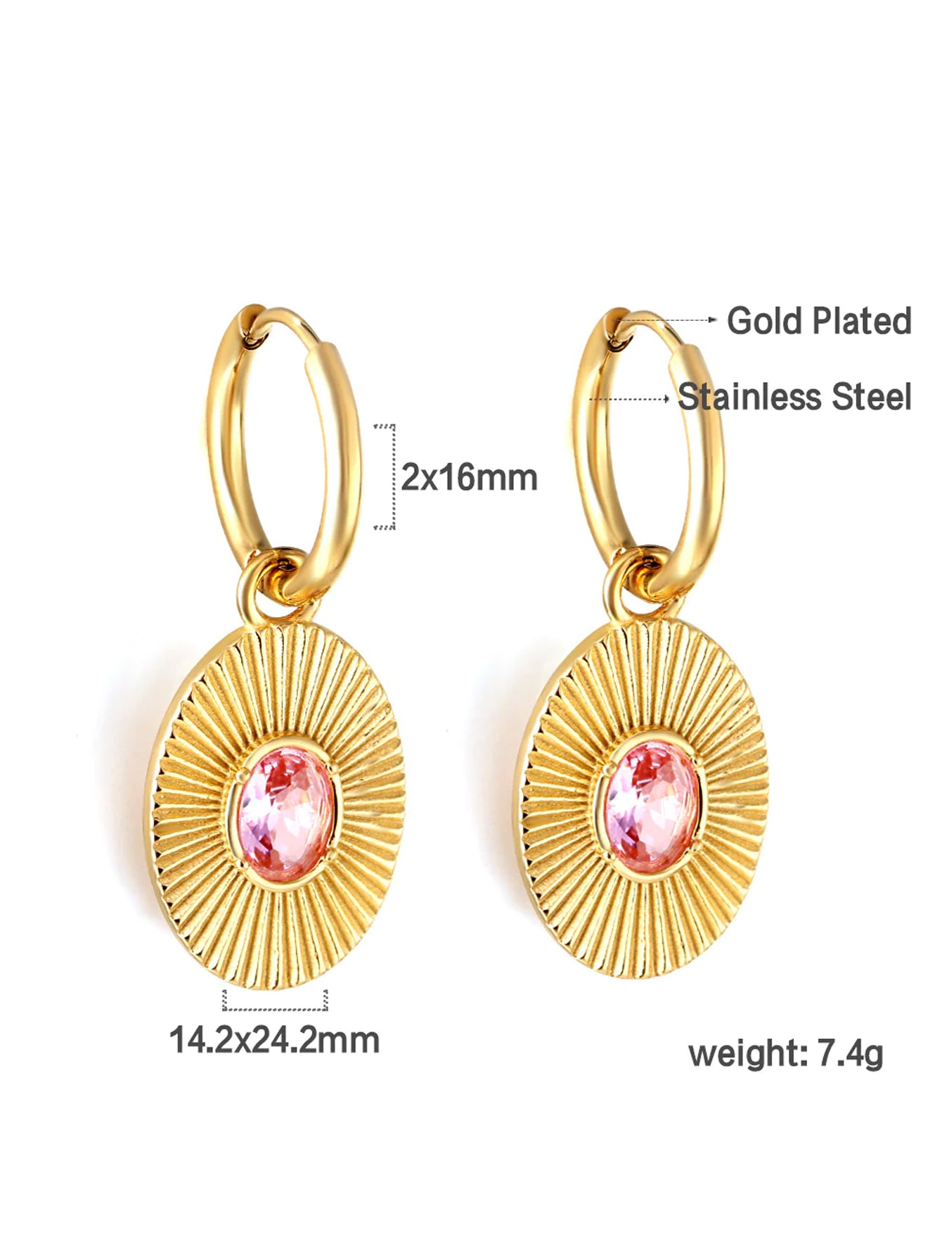 Zircon Emerald Hoop Earrings