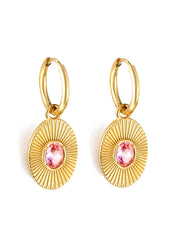 Zircon Emerald Hoop Earrings