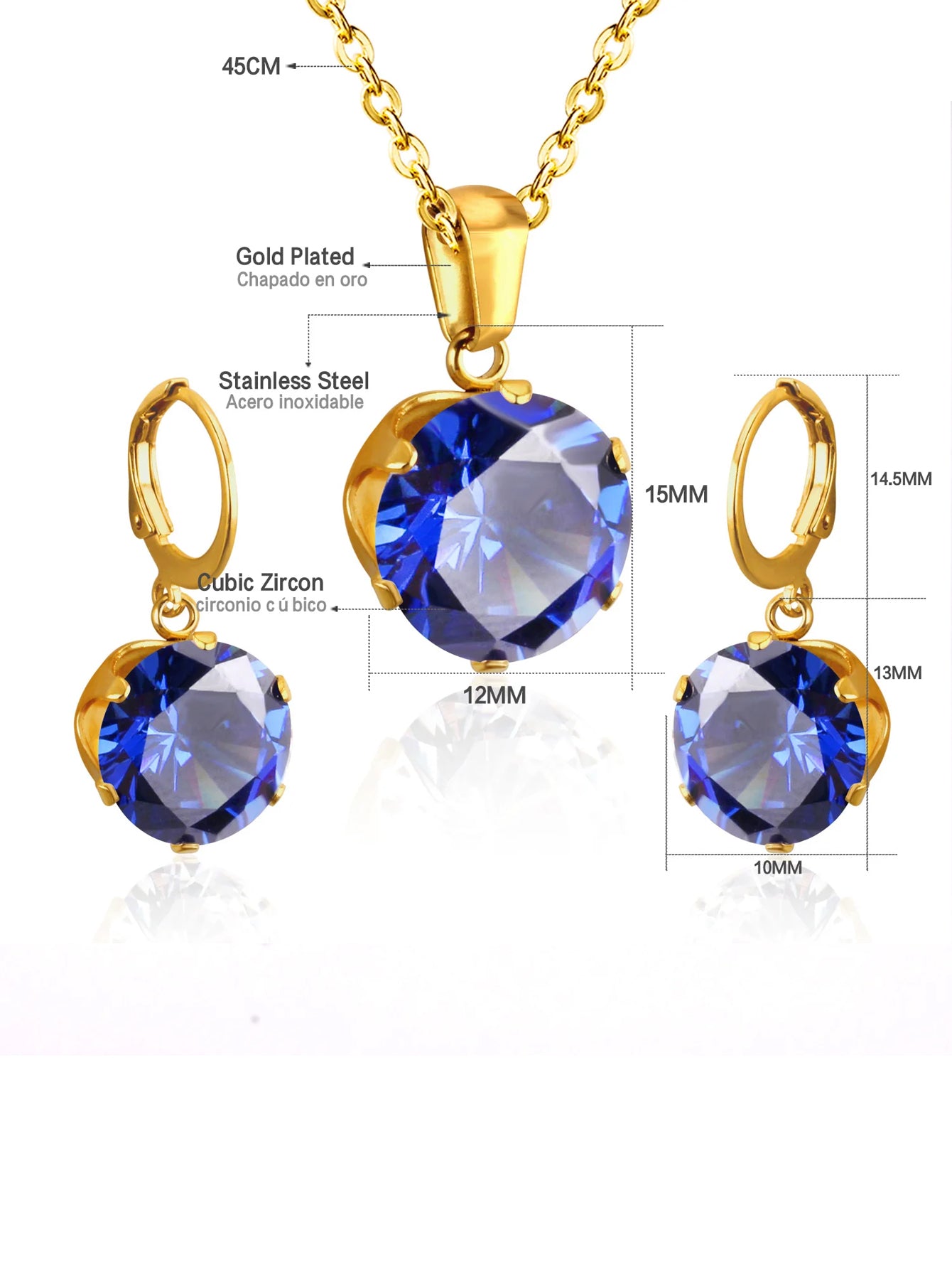 Zircon necklace and earrings jewelry set - FD ⚡