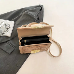 Chevron Quilted Chain Square Bag - khaki