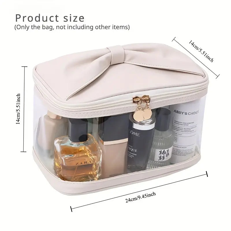 Transparent Large Capacity Cosmetic Bag With Bow Tie - FD ⚡