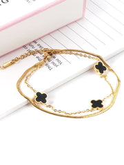 Clover Charm Layered Chain Bracelet - FD ⚡