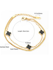Clover Charm Layered Chain Bracelet - FD ⚡