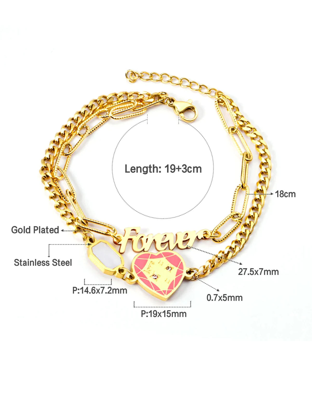 Heart Charm Layered Bracelet