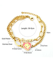 Heart Charm Layered Bracelet