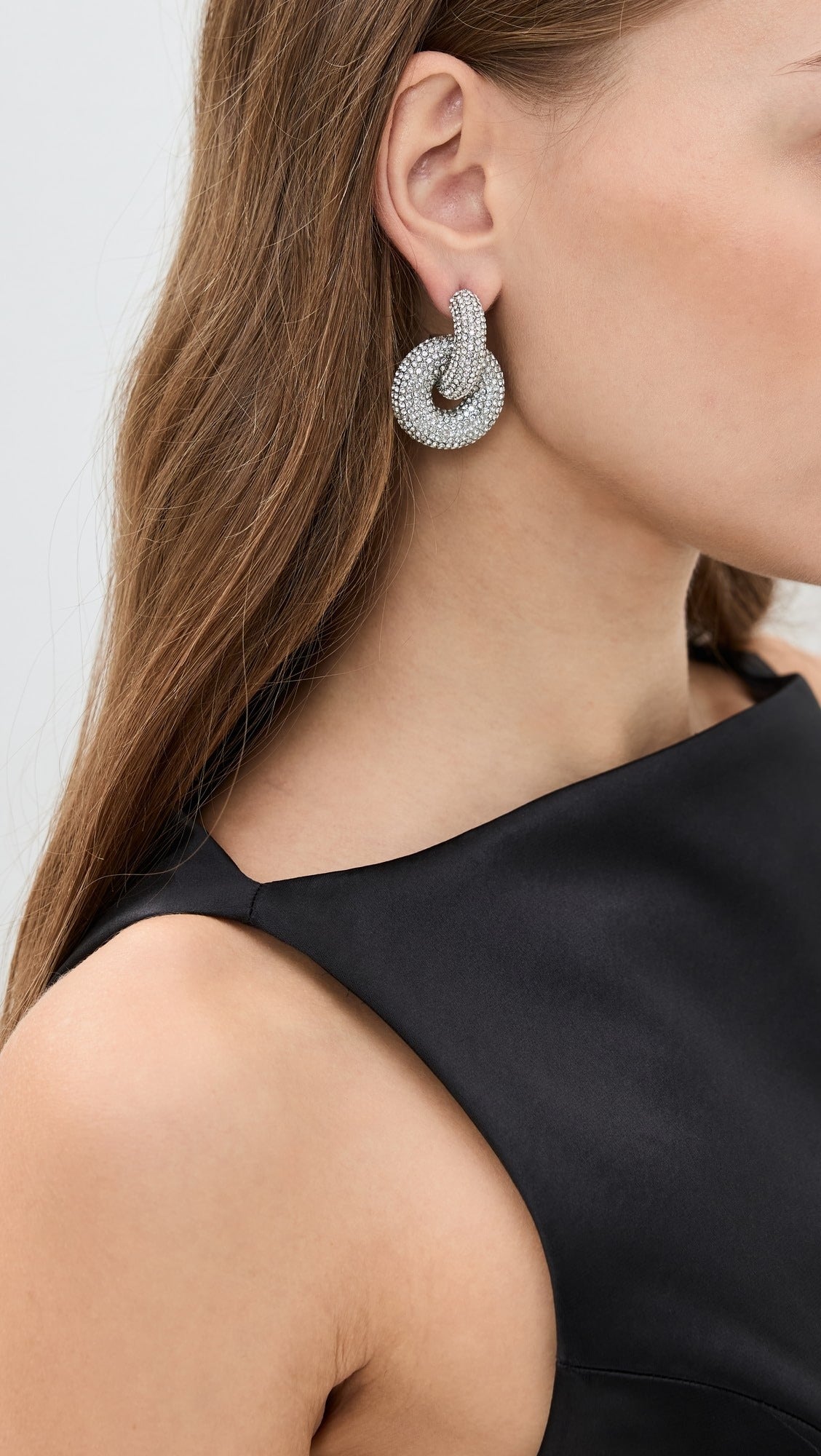 Dual Ora Earrings - Rhinestone Decor Hoop In Hoop