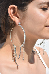 Roma Earrings - Rhinestone Stack Detail Large Hoops