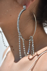 Roma Earrings - Rhinestone Stack Detail Large Hoops
