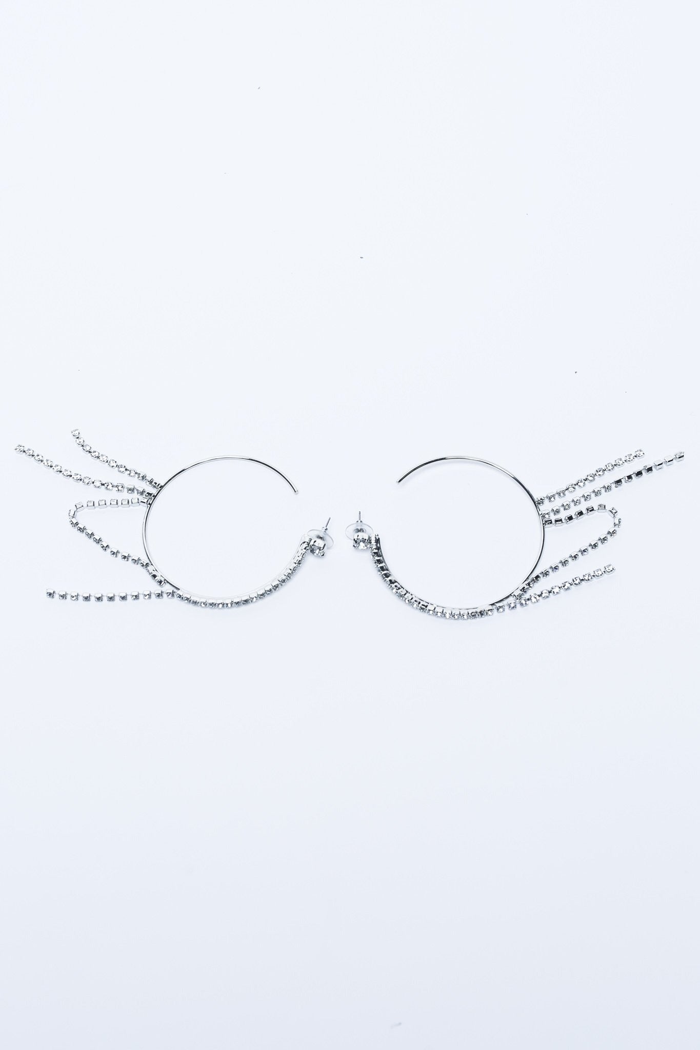 Roma Earrings - Rhinestone Stack Detail Large Hoops