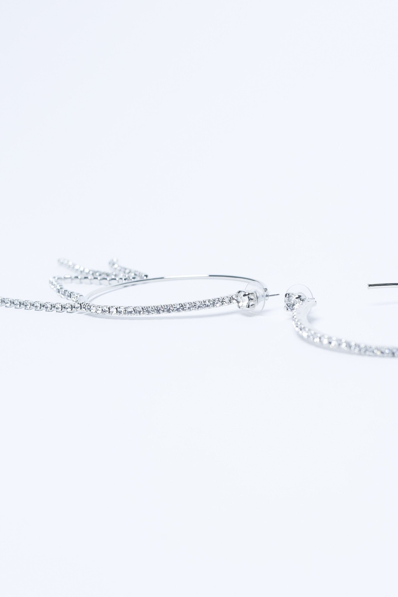 Roma Earrings - Rhinestone Stack Detail Large Hoops