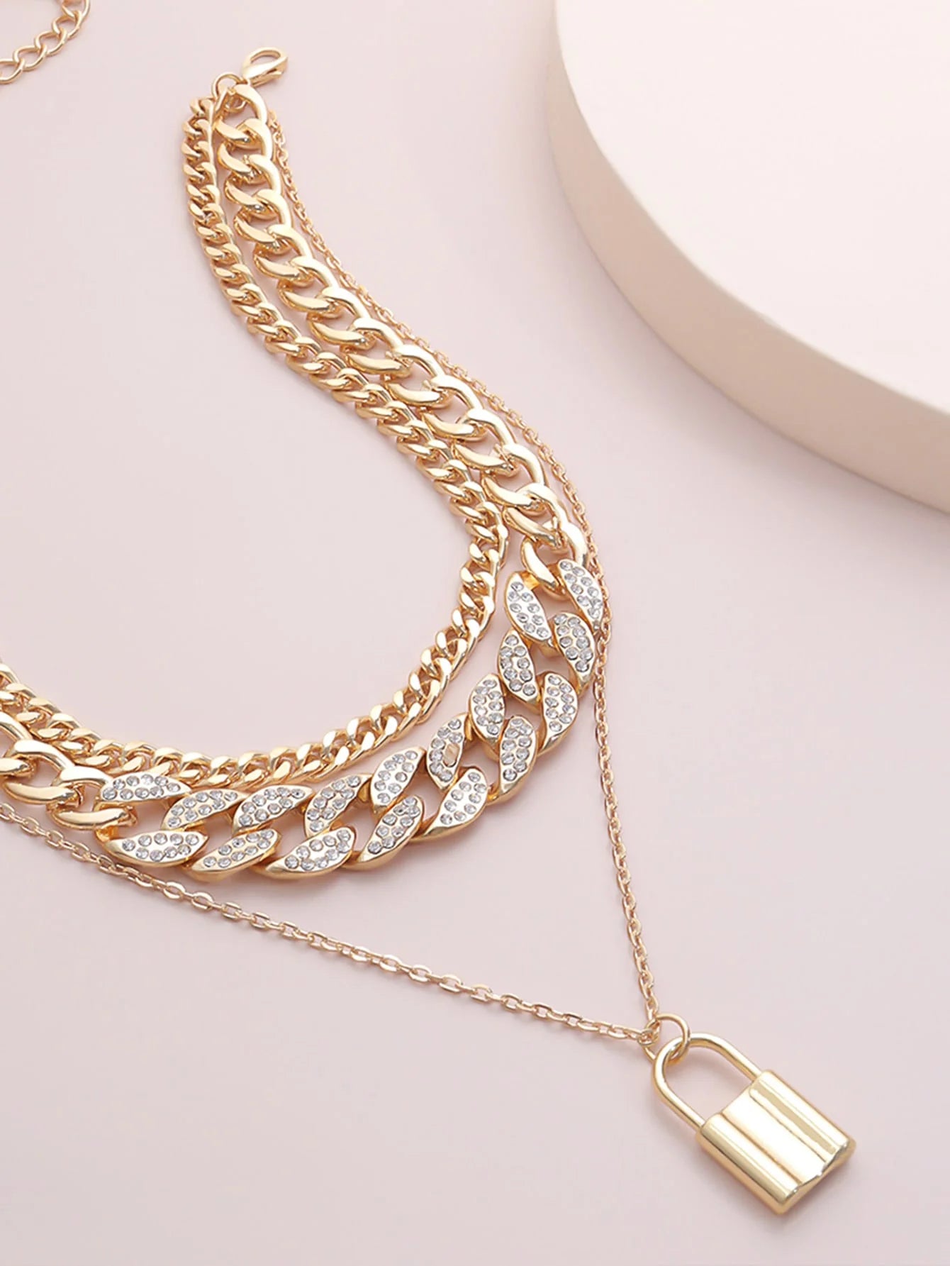 Lock Charm Layered Necklace
