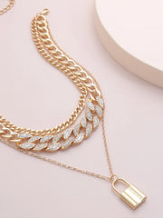Lock Charm Layered Necklace