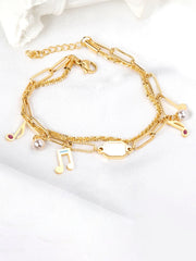 Clef & Pearl Charm Layered Bracelet