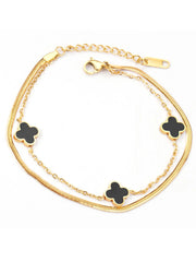Clover Charm Layered Chain Bracelet - FD ⚡