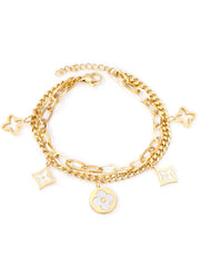 Clover Charm Layered Chain Bracelet