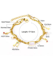 Clef & Pearl Charm Layered Bracelet