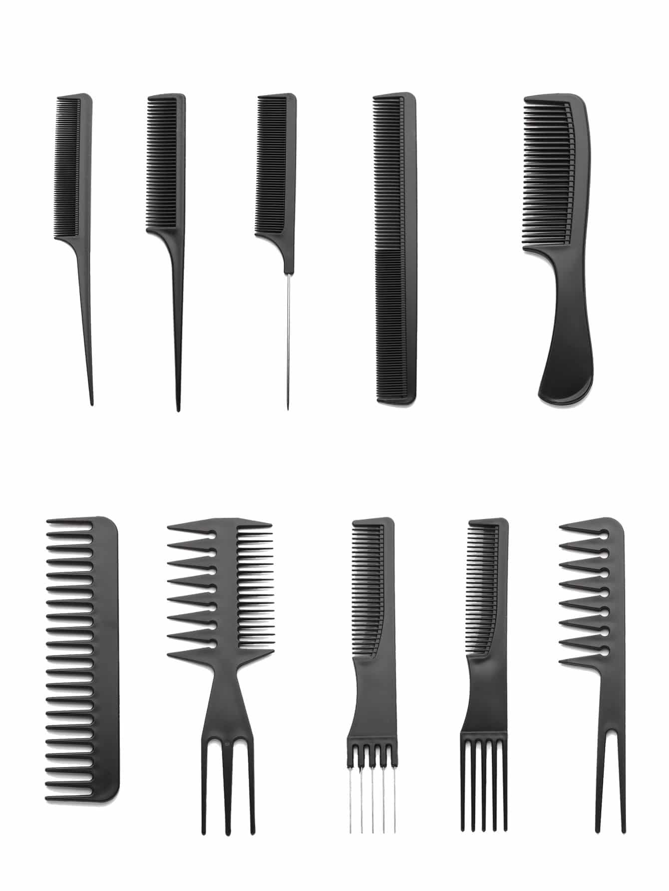 Multi Shaped Hair Comb Set 10pcs - FD - www.thetreasurebox.me