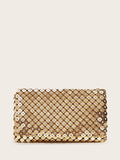 Rhinestone Decor Metallic Clutch Bag - TheTreasureBox.pk