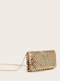 Rhinestone Decor Metallic Clutch Bag - TheTreasureBox.pk