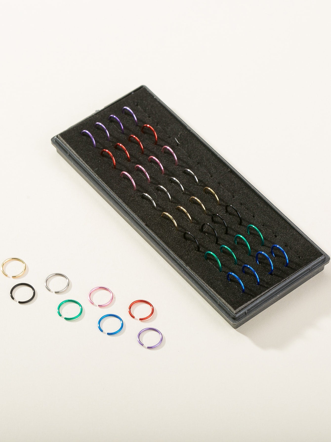 40pcs Colorful Round Nose Ring - EC - TheTreasureBox.pk